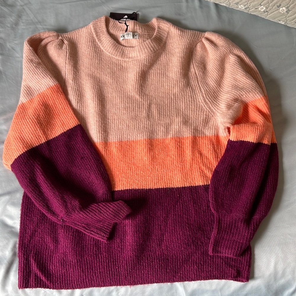 AVA & VIV pink stripe sweater size X NWT
